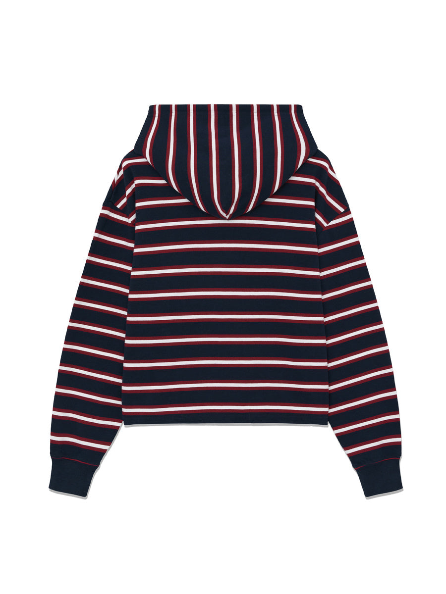GLOWNY Heritage Stripe Button Hoodie (Navy)