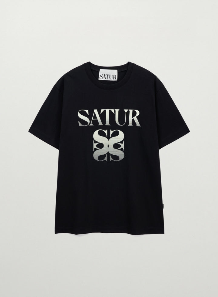 Satur Gradient Big Logo T-Shirt - Black