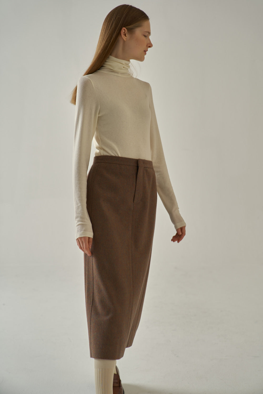 Facade Pattern Wool Roll Neck Top