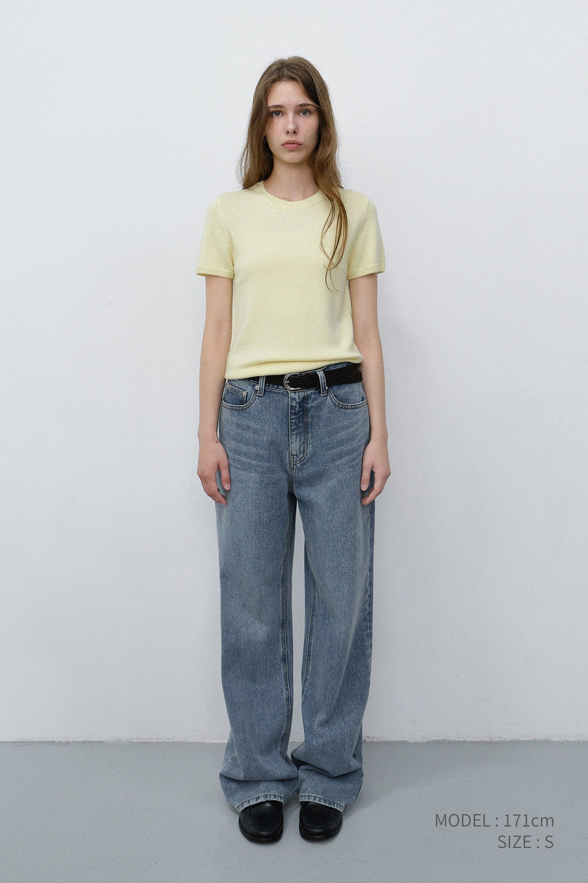 Dunst Half Sleeve Knit Top Lemon Butter