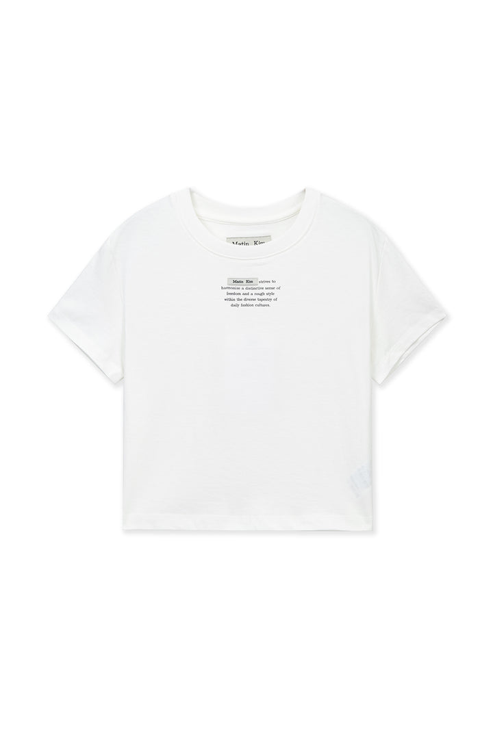 Matinkim Label Point Lettering Crop Top IN White