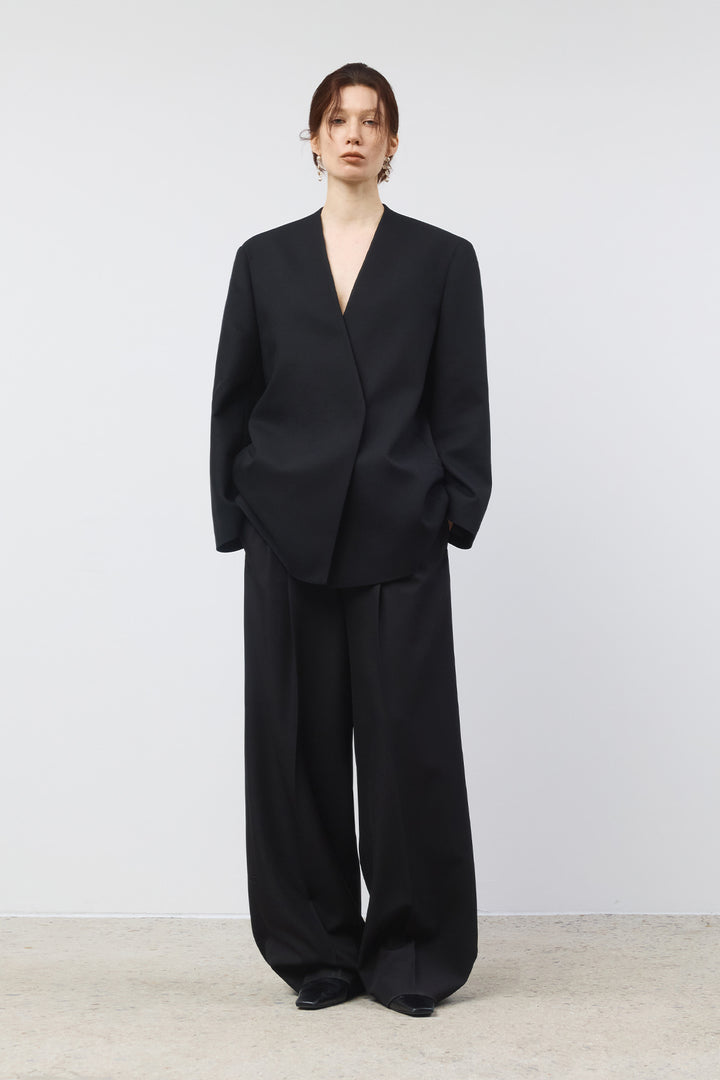 Matinkim Collarless Oversize Jacket IN Black