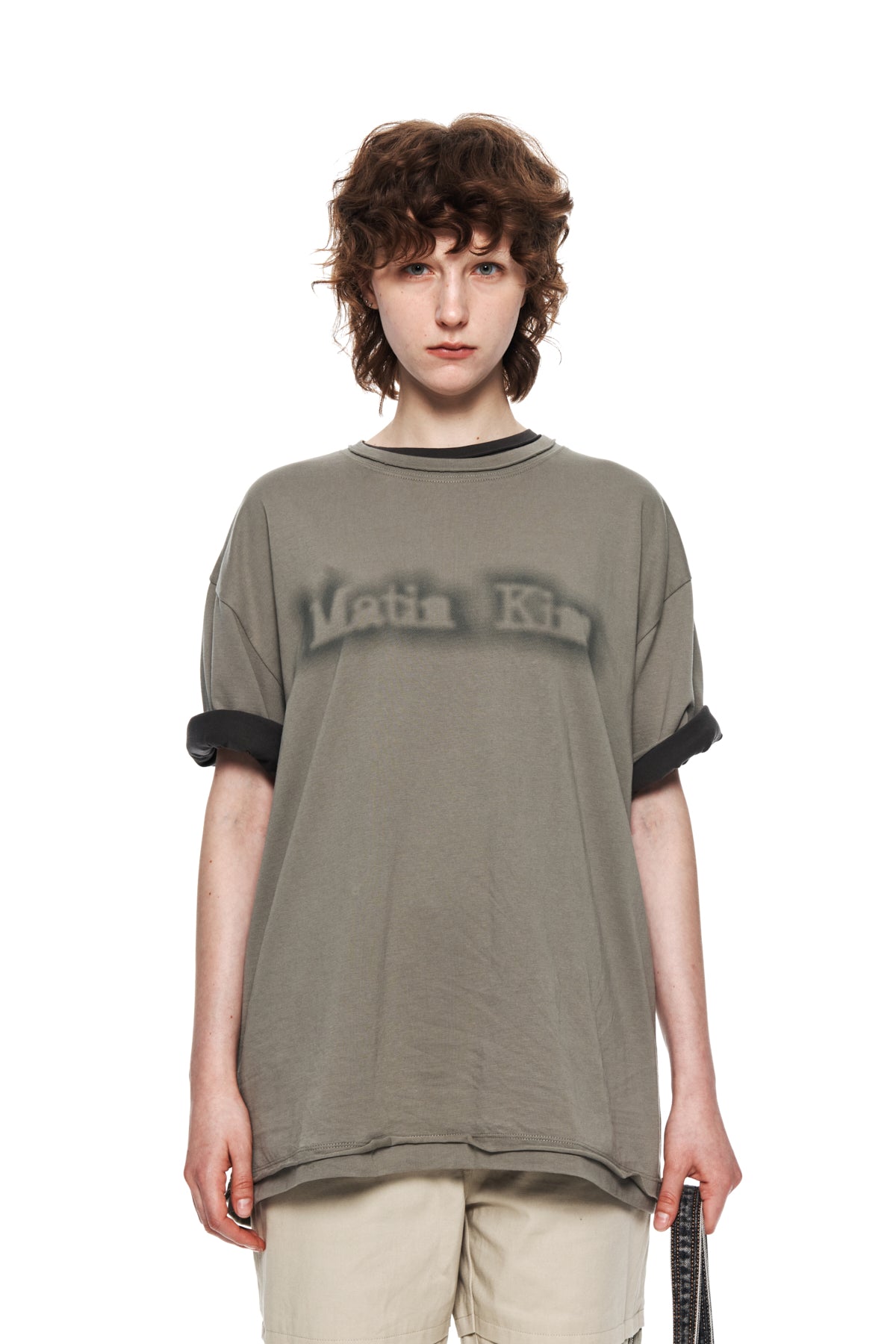 [matinkim] MATIN SHADE LOGO TOP IN KHAKI