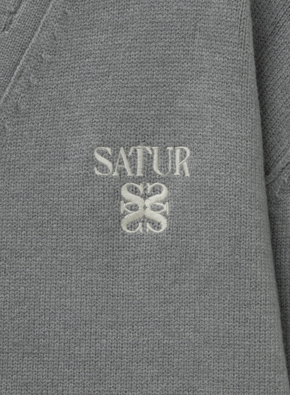 [satur] Outline Basic V-Neck Cardigan - Melange Gray