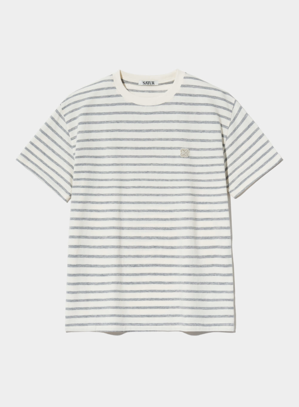 [satur] (W) All Day Basic Stripe T-Shirt - Gray