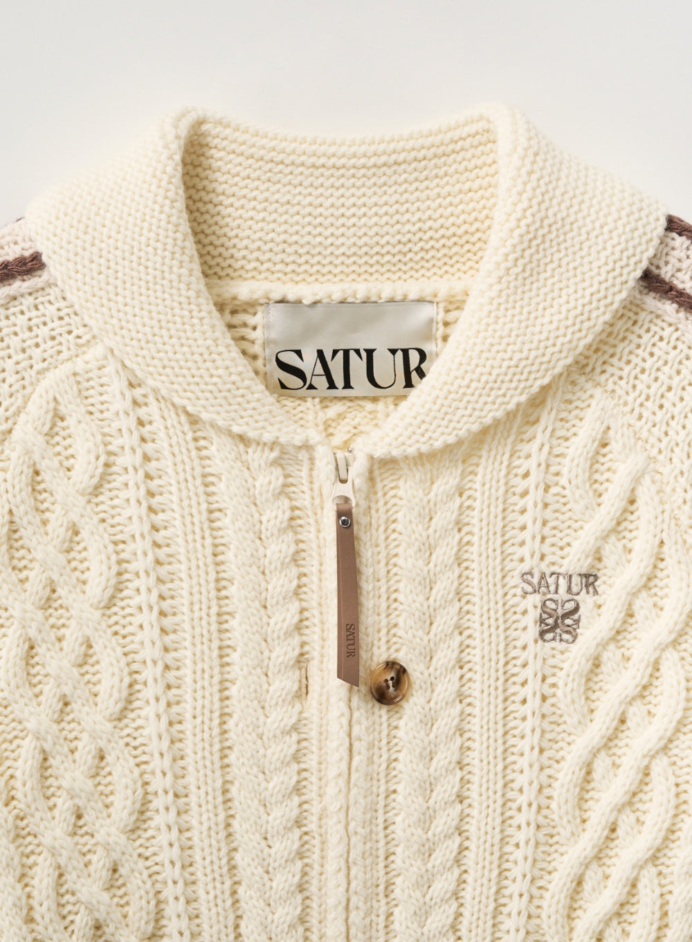 [satur] (W) Lawton Cowichan Knit Cardigan - Cream