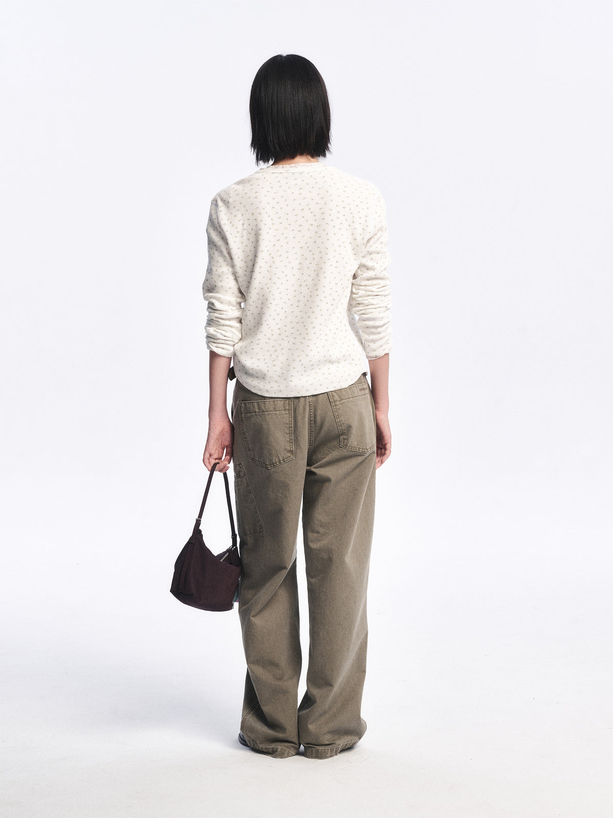 Low Classic Waffle Henley-Neck Tee Ivory