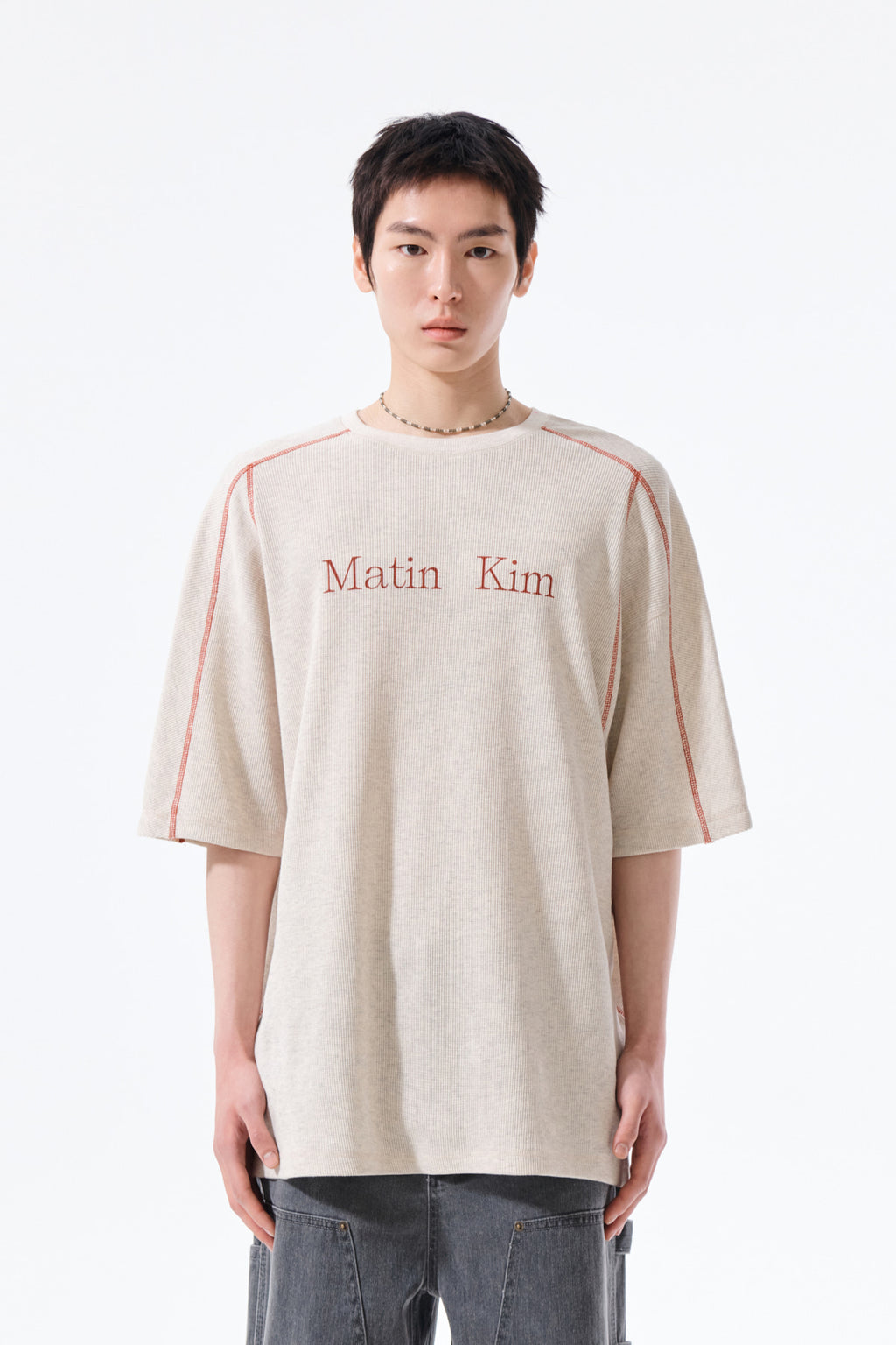 Matinkim Matin Kim Logo Waffle Top For Men IN Light Beige