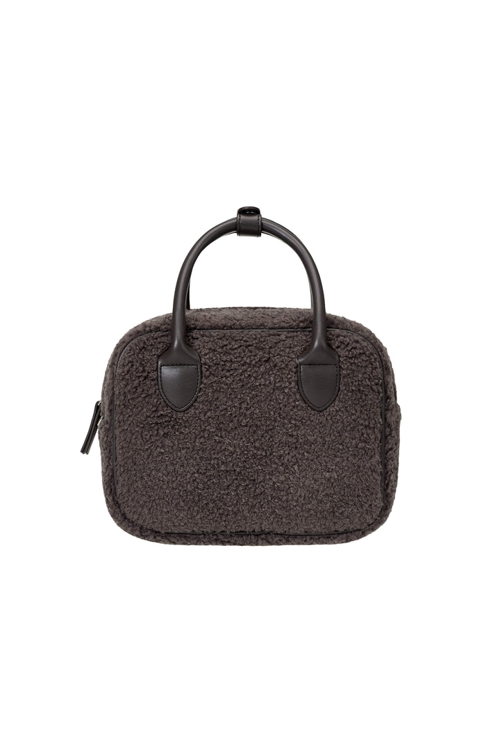 Emis Teddy Square Tote Bag-Dark Brown
