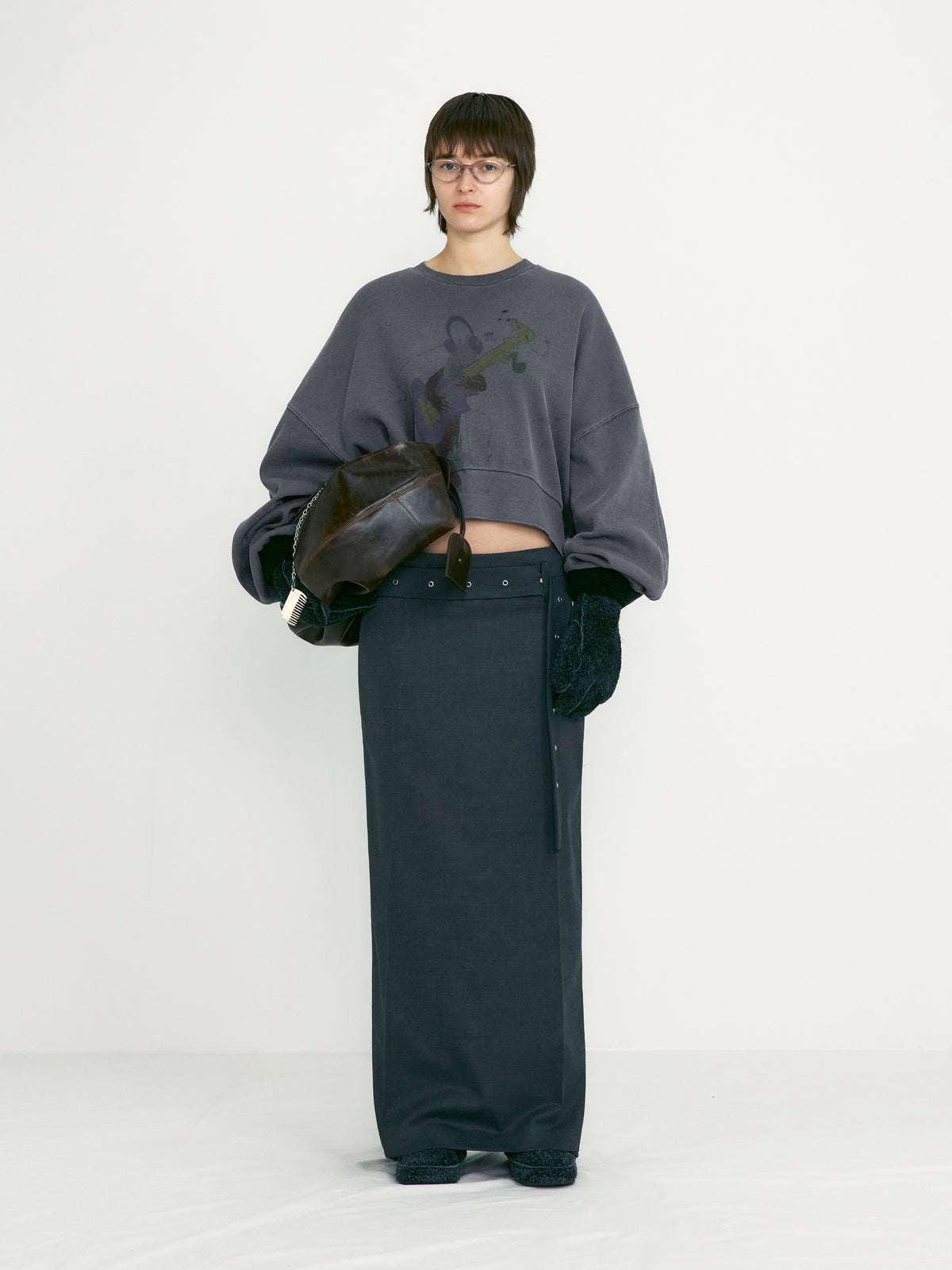 Low Classic Washed Rockstar Cat Sweatshirt Greyish Purple