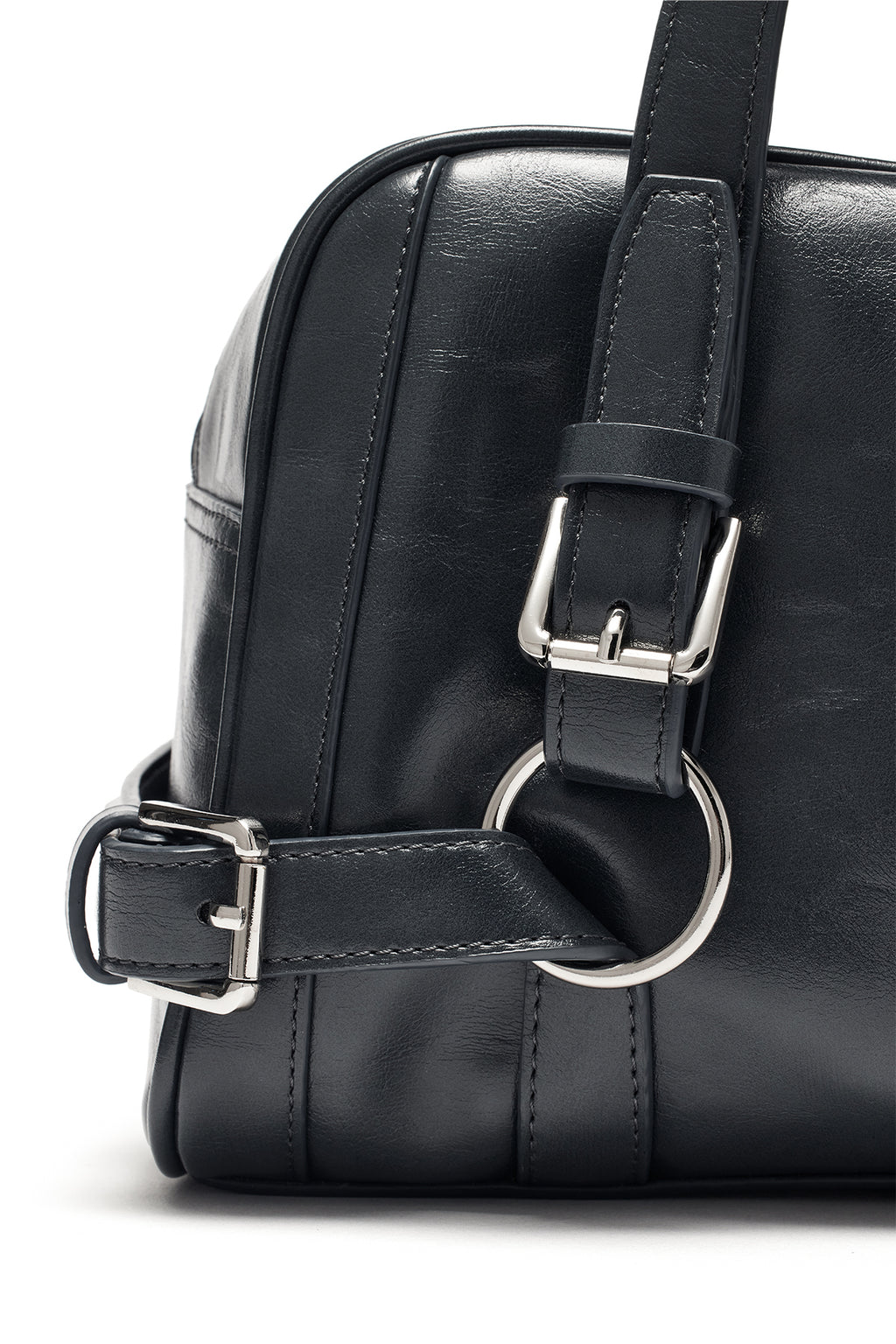 [matinkim] BIKER DETAIL MEDIUM SHOULDER BAG IN CHARCOAL