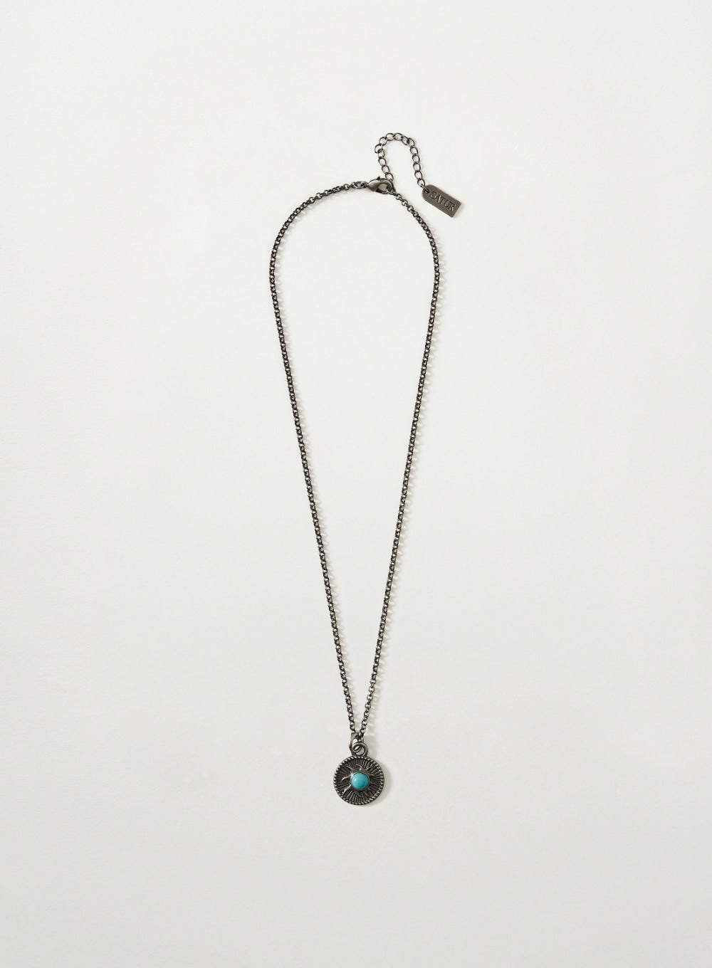 [SATUR] Sun Retro Synthetic Turquoise Necklace - Silver