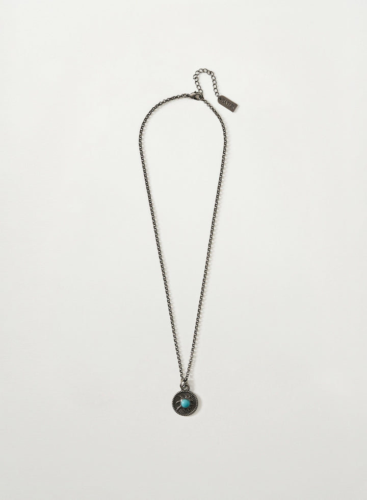 Satur Sun Retro Synthetic Turquoise Necklace - Silver
