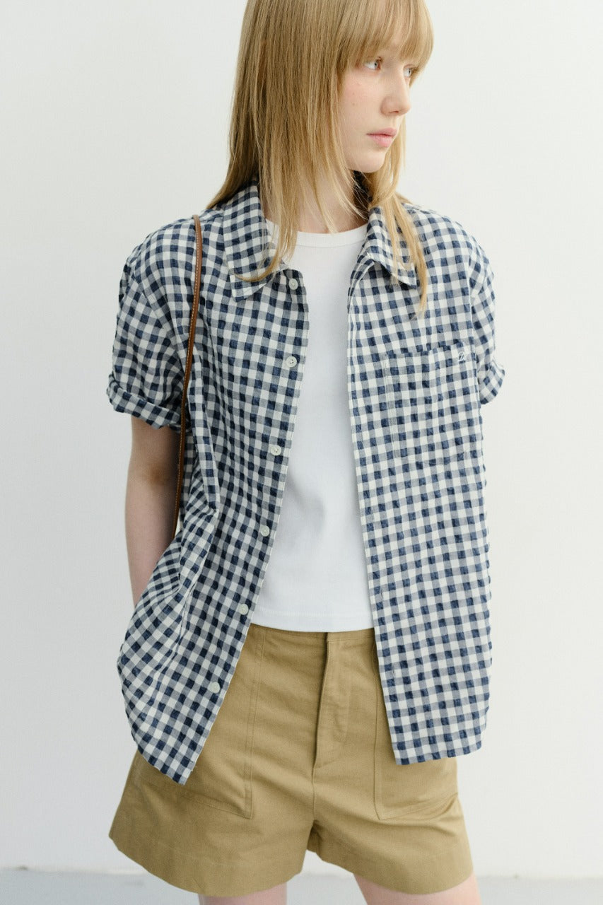Dunst Unisex Checked Pajama Shirt Navy Check