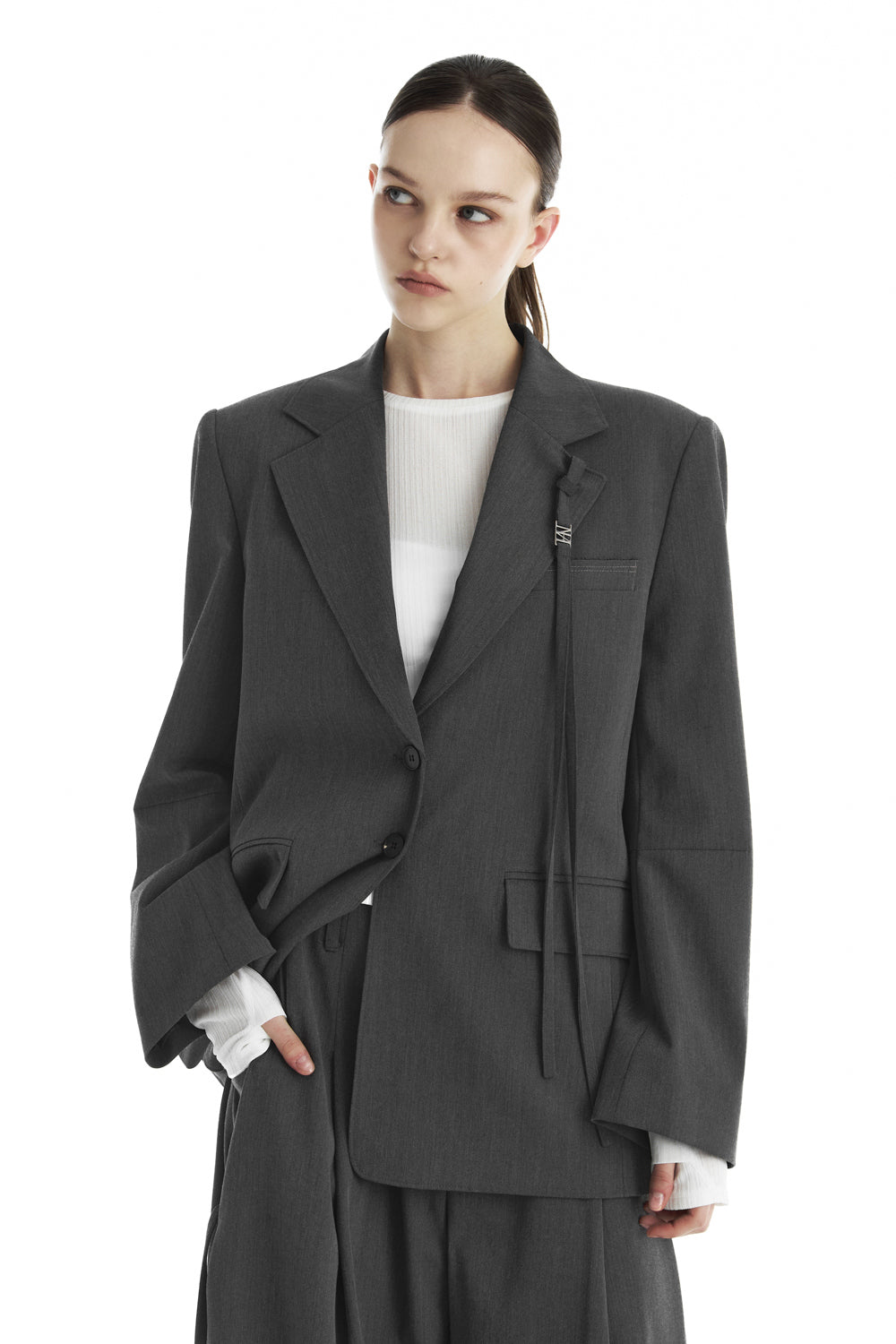 Treemingbird Strap Regular-Fit Set-Up Jacket Charcoal