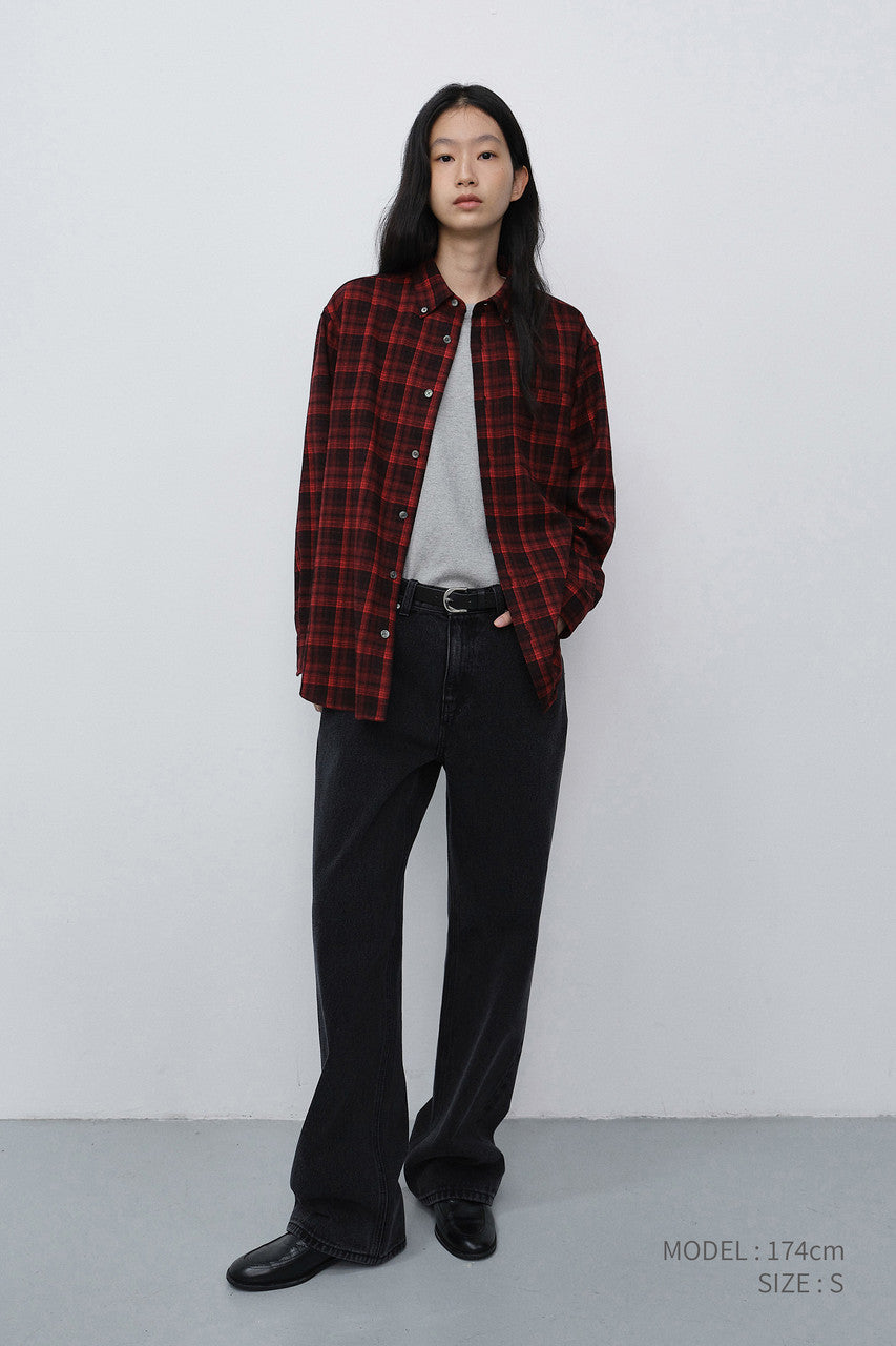 Dunst Unisex Checked Flannel BD Shirt Red