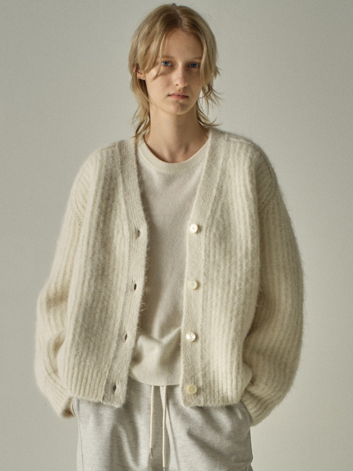 Facade Pattern Alpaca Cloud Cardigan ivory