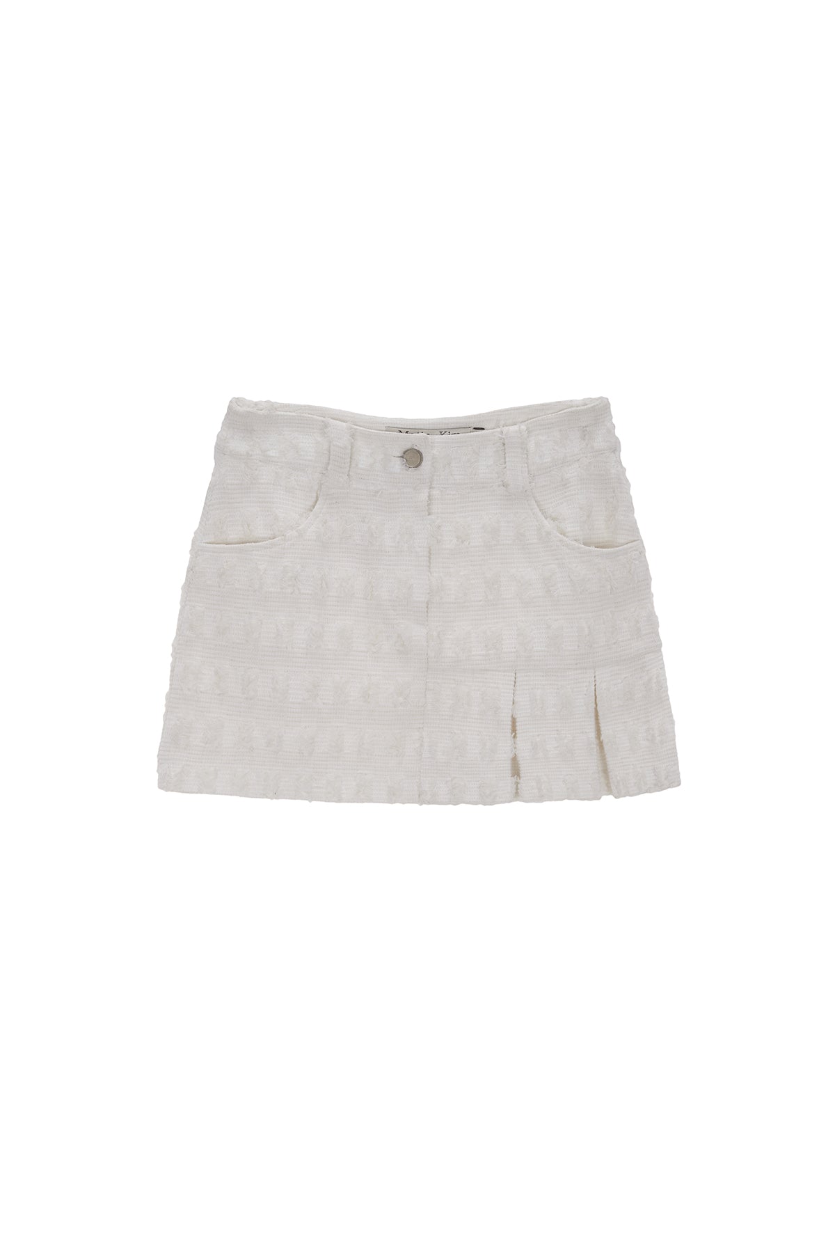 Matinkim Pleats Mixed Tweed Mini Skirt IN Ivory