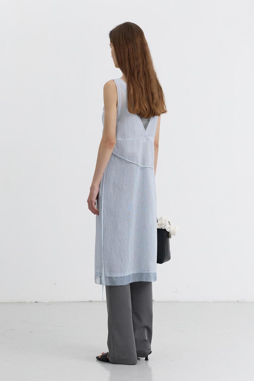 Dunst Sheer Layering Dress Soft Blue Stripe