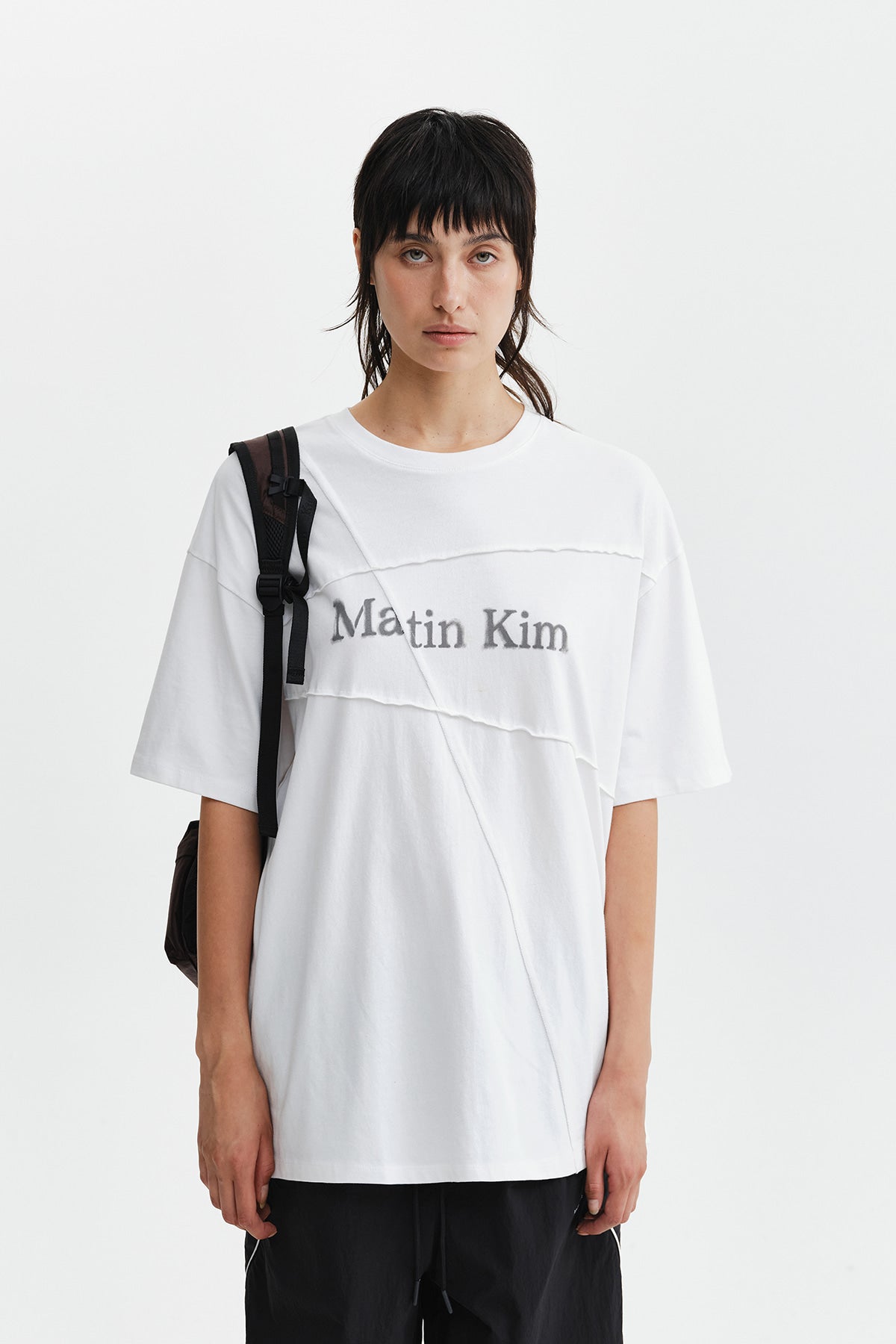 Matinkim Diagonal Cut Logo Top IN White