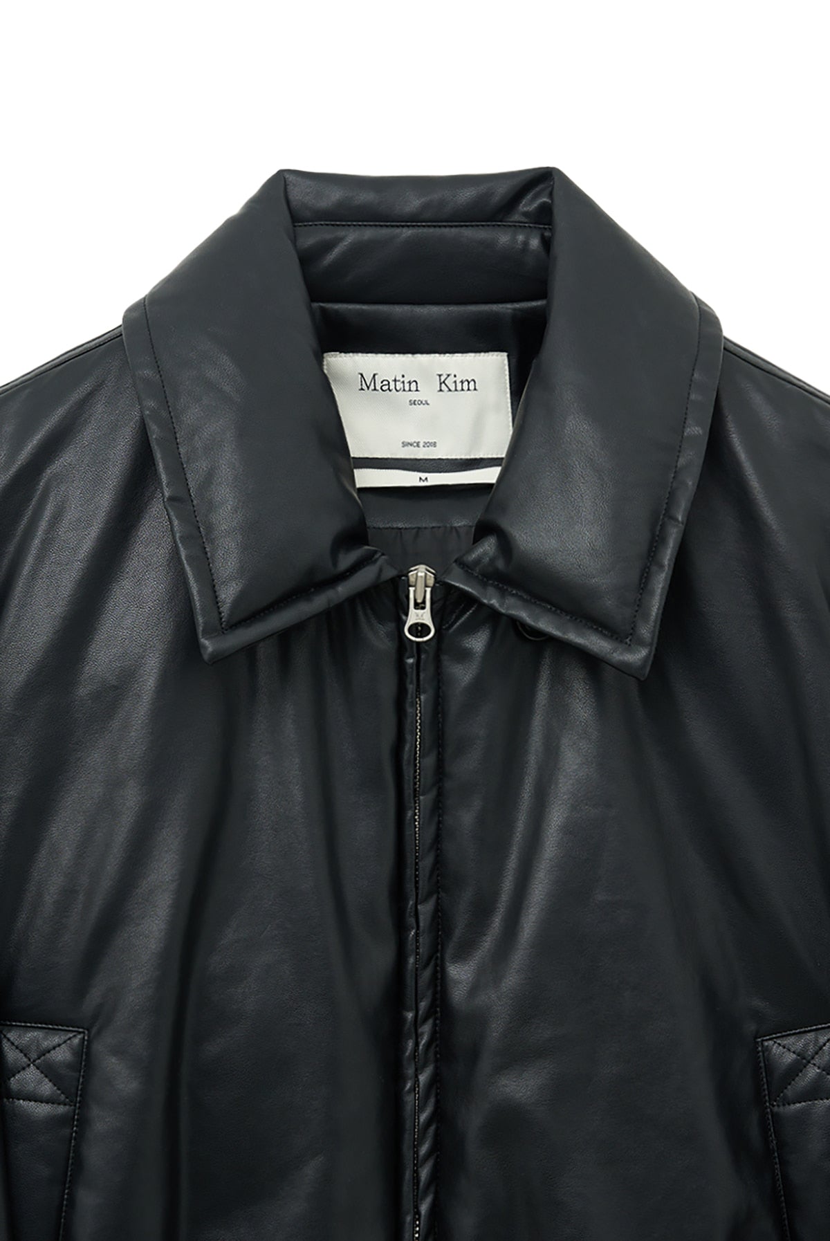 [matinkim] FAUX LEATHER DOWN JUMPER FOR WOMEN IN BLACK