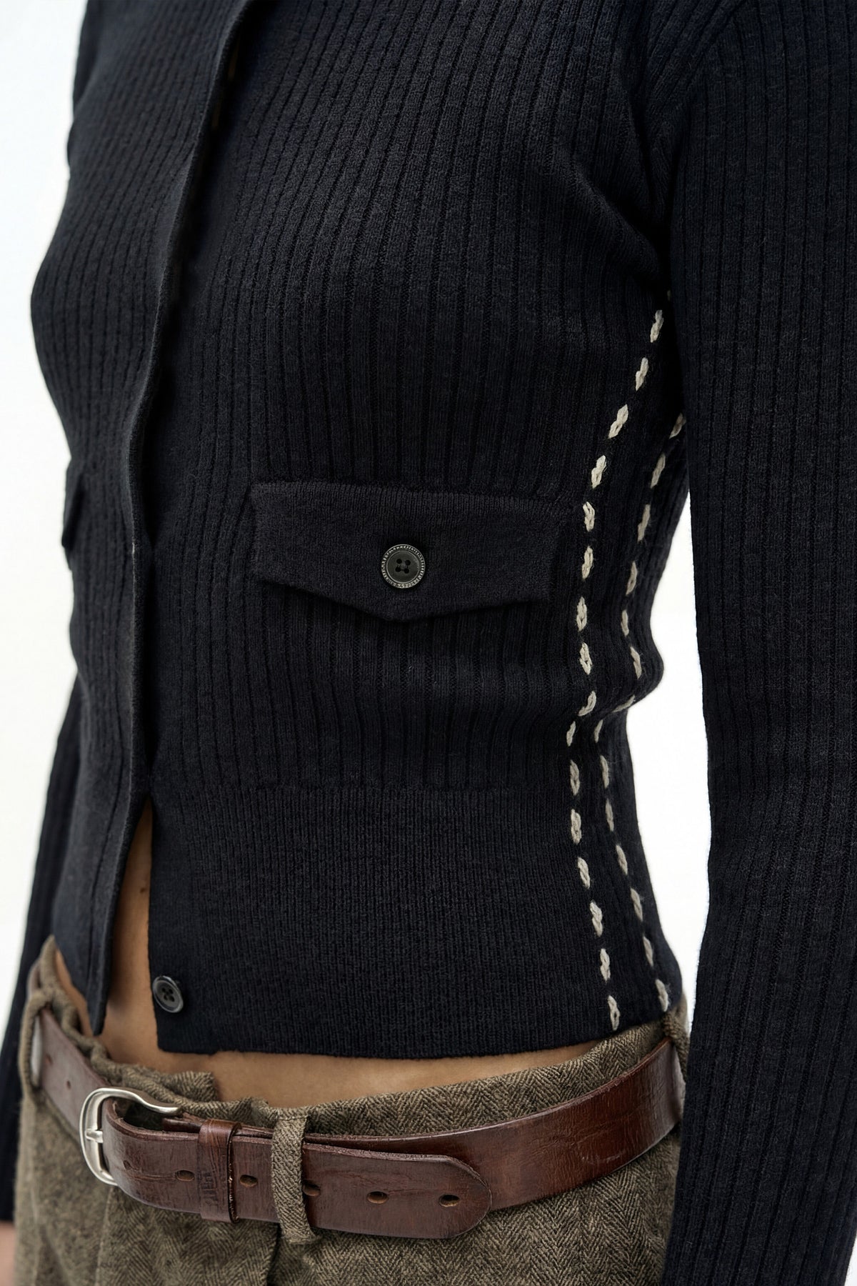 Andersson Bell Cashmere Hand Stitched Rib Cardigan