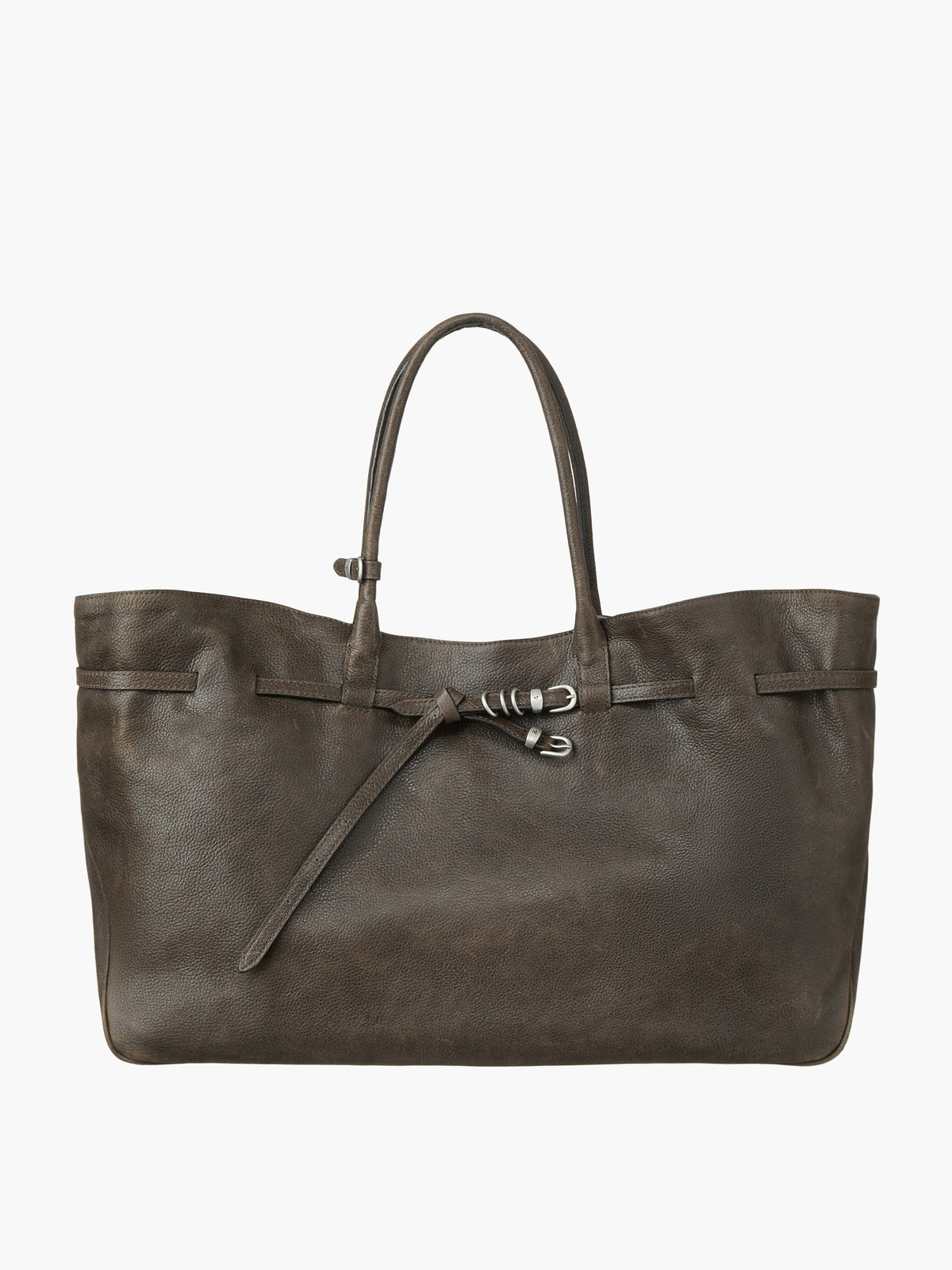 Margesherwood Grandma Used Bag XL washed brown embossed pull-up