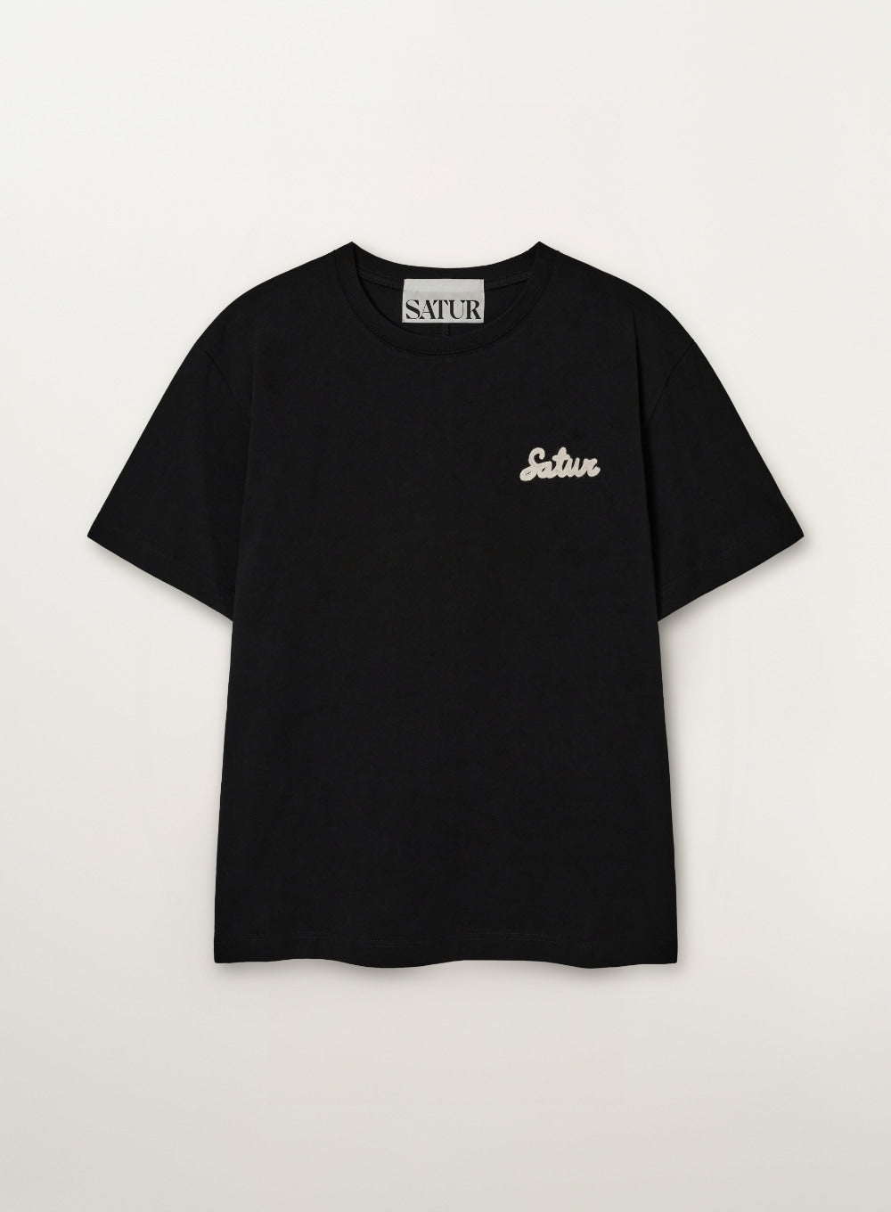 Satur Flowing Small Logo T-Shirt - Black