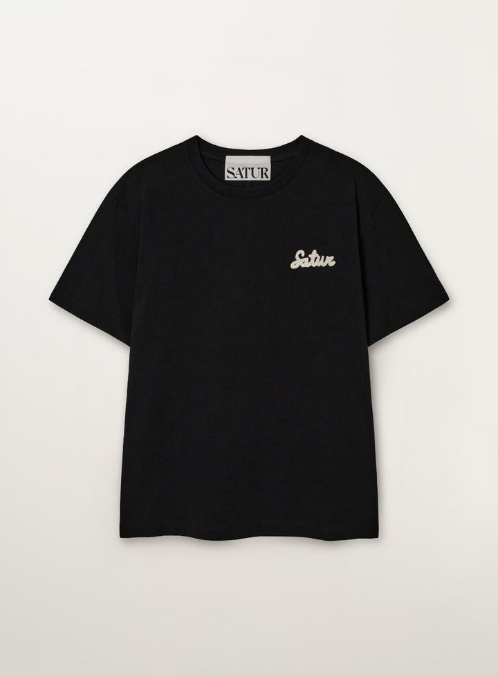 Satur Flowing Small Logo T-Shirt - Black
