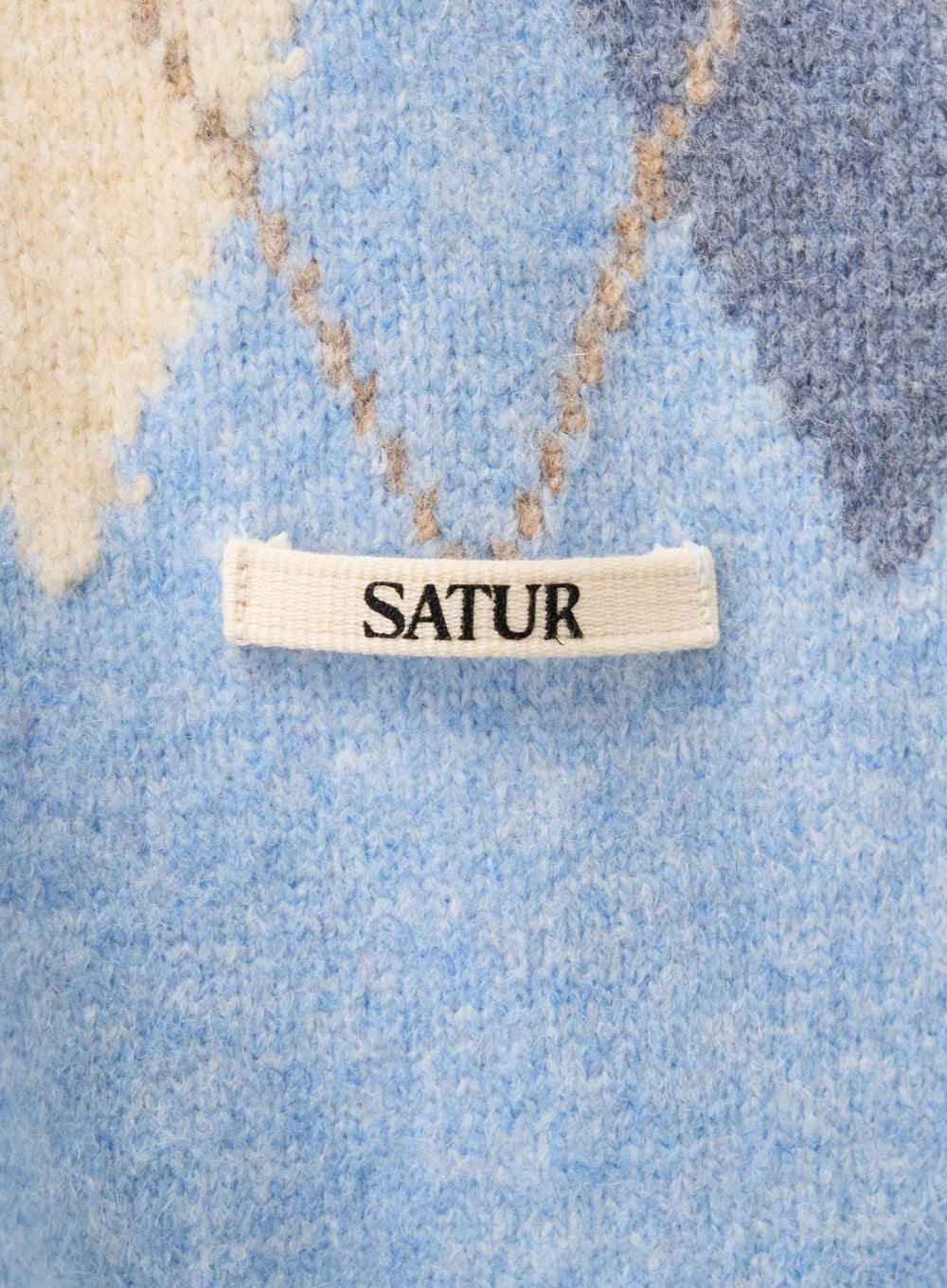 [satur] (W) Argyle V-Neck Pullover Knit - Sky Blue