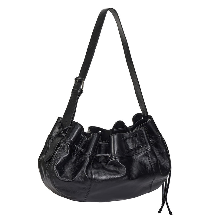 Vunque Perfec Wave String Leather Hobo L Black