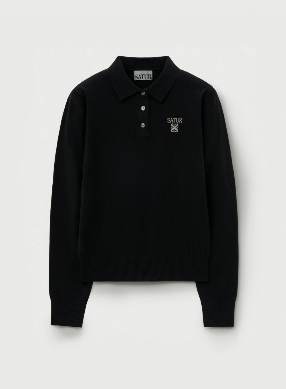 [satur] (W) Basic Polo Knit - Black