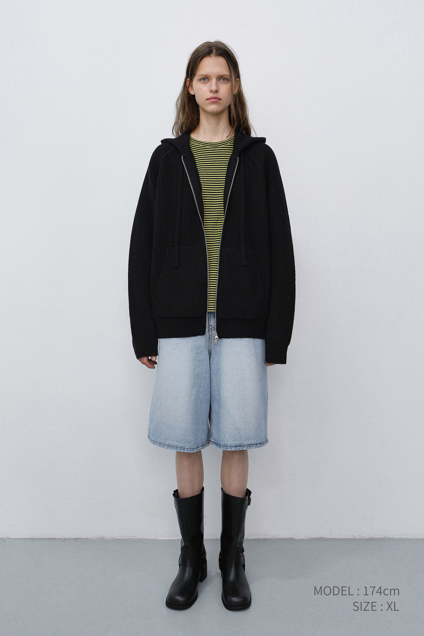 Dunst Unisex Hooded Knit Cardigan Black