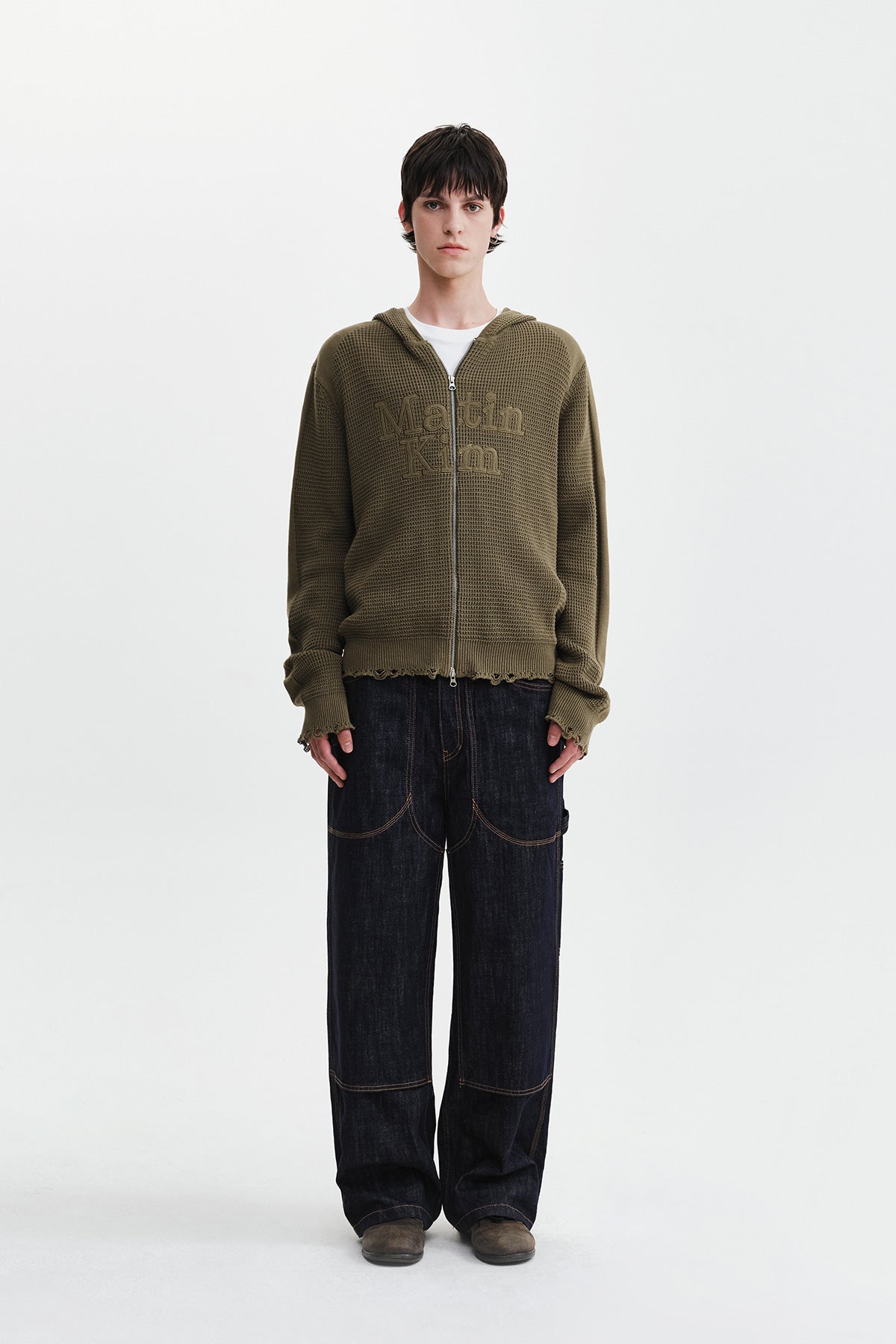 Matinkim Panel Stitch Denim Pants IN Dark Navy