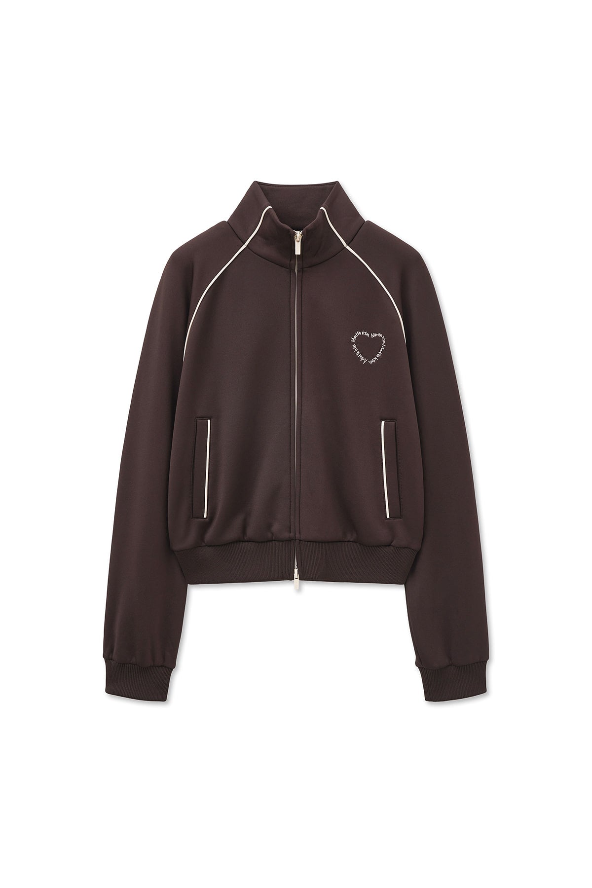 [matinkim] HEART LOGO TRACK JUMPER IN BROWN