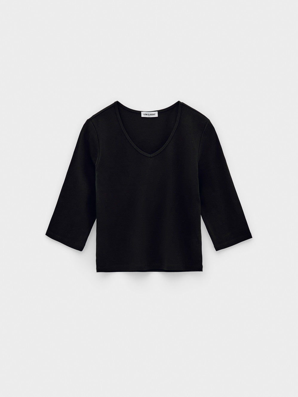 [Low Classic] Deep V-Neck Stretchy T-Shirts_Black