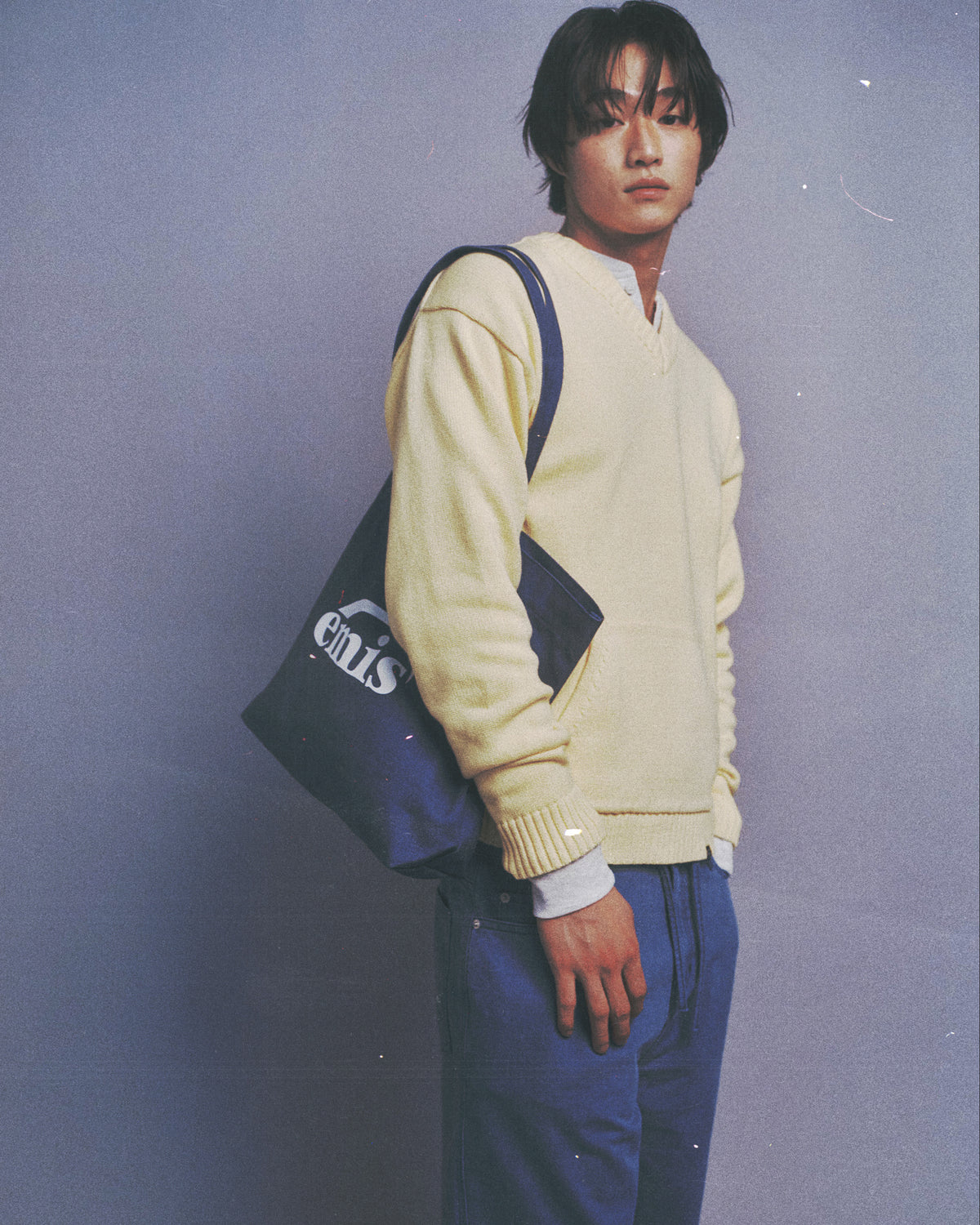 Emis Logo Oxford Shoulder Bag-Blue