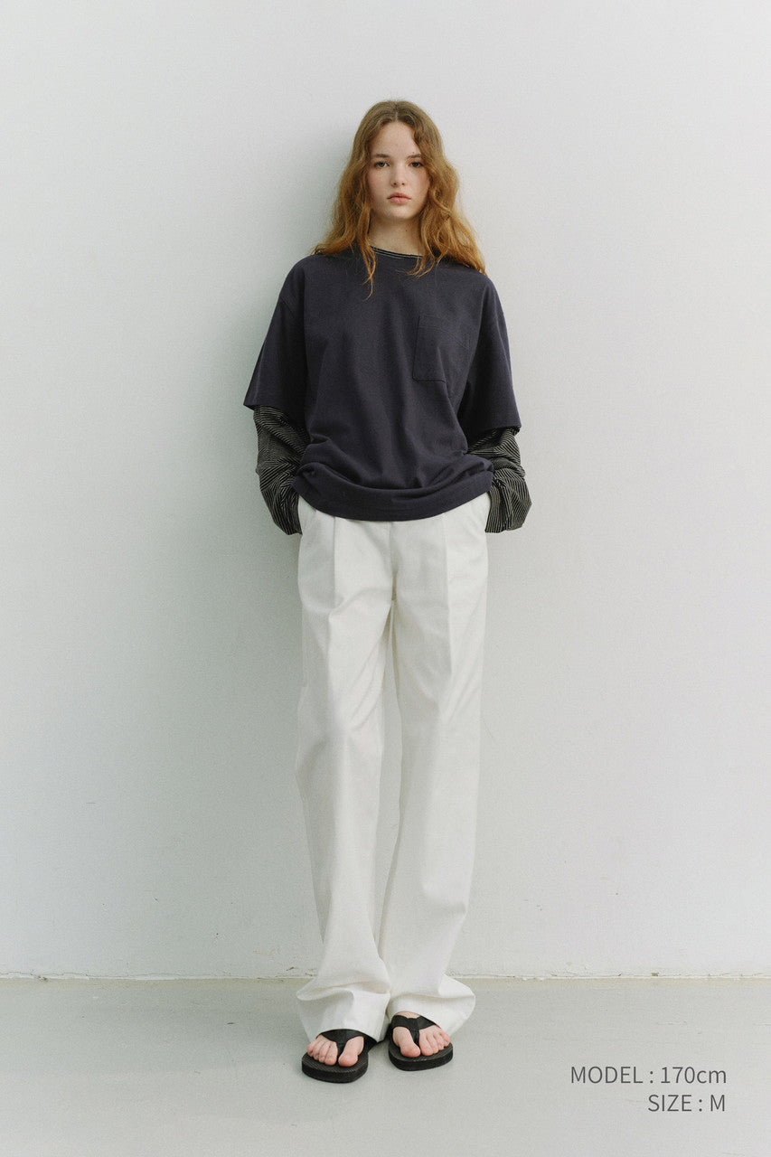 Dunst Unisex Layered Set-Up T-Shirt Navy Black Stripe