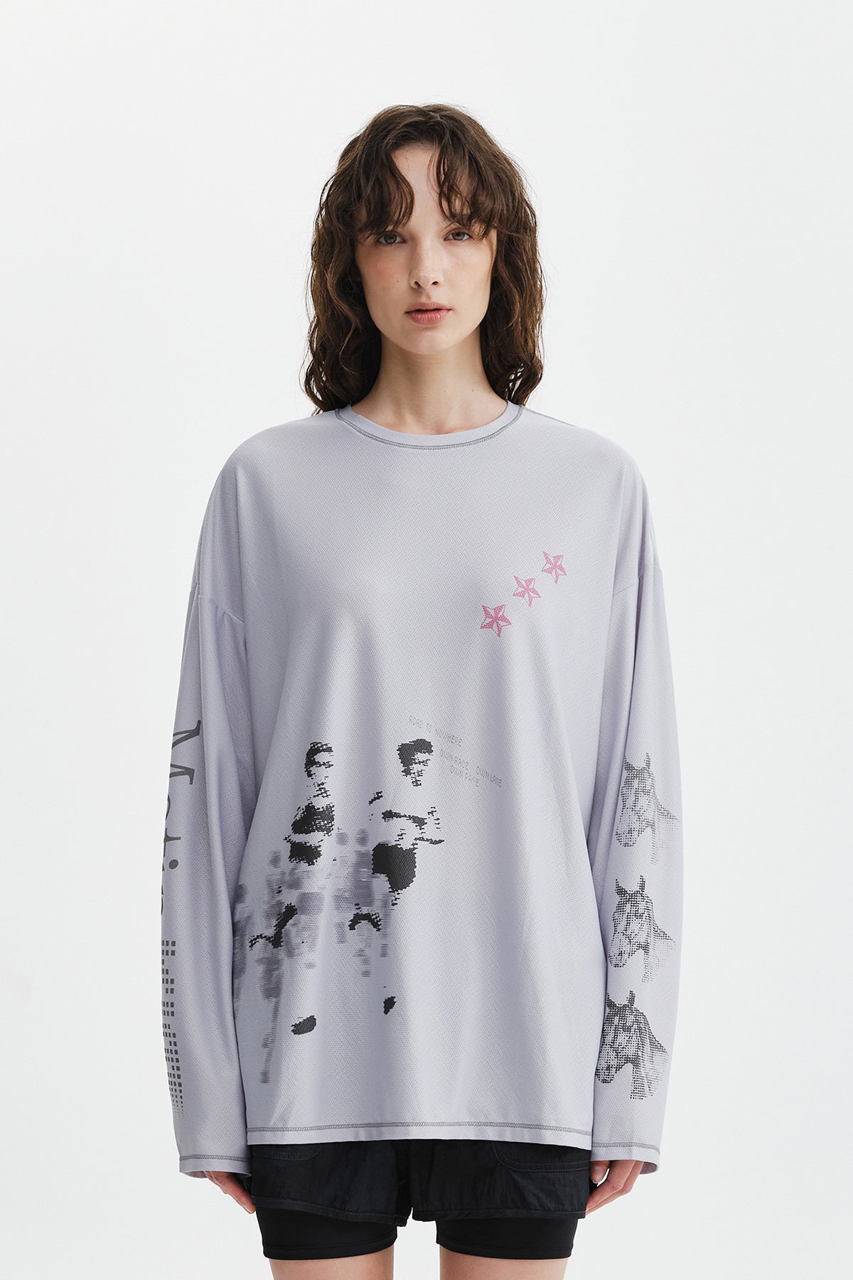 Matinkim Matin Pace Graffiti Covered Top IN Grey