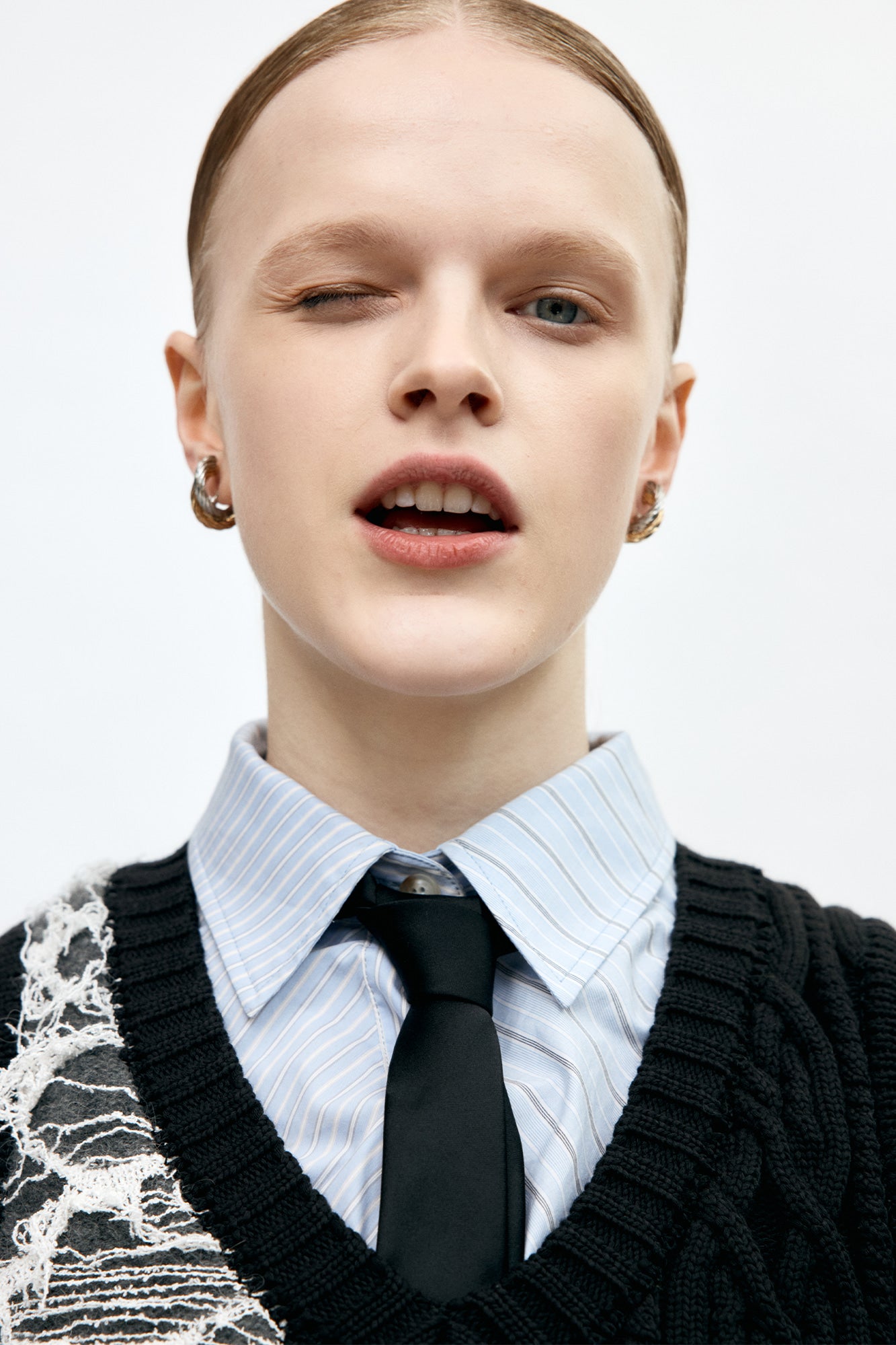 Andersson Bell Boucle Cable Patchwork Knit Vest