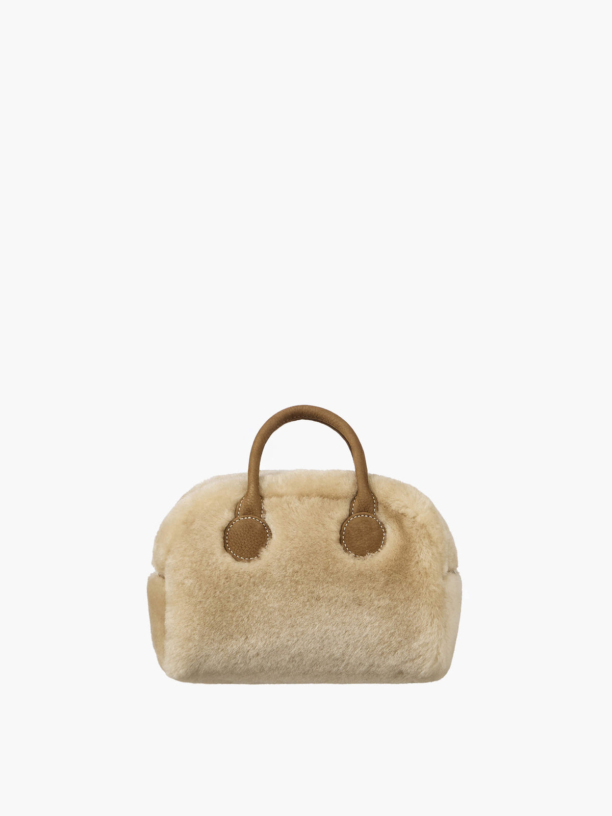 Margesherwood Soft Bowling Mini beige shearling+chestnut nubuck