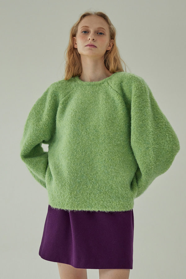 Overdueflair Furry Wool Knit Pea Green
