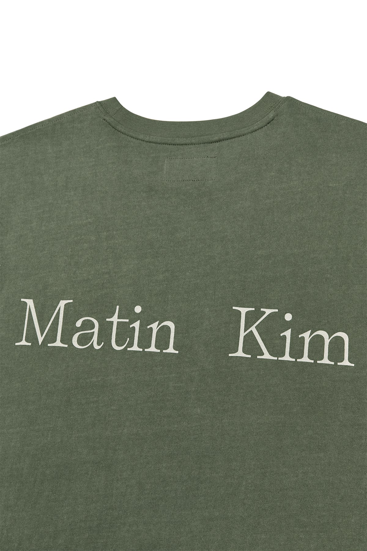 [matinkim] VINTAGE WASHED LOGO TOP FOR MEN IN KHAKI