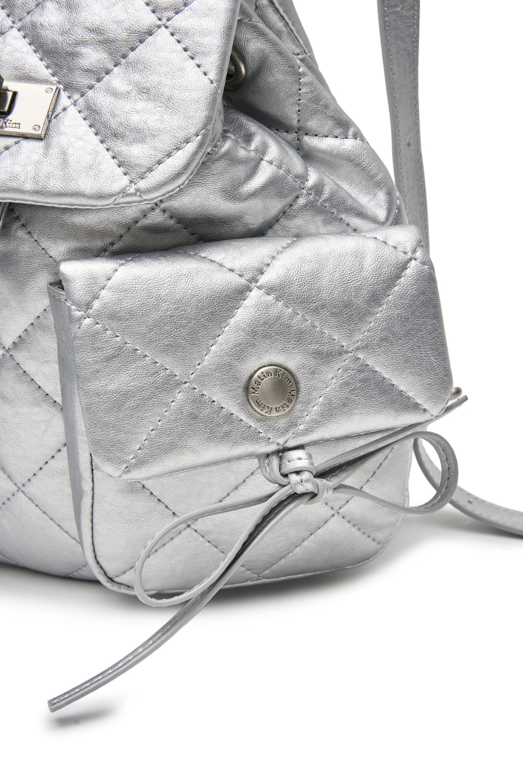 Matinkim Double Pocket Quilting Mini Backpack IN Silver