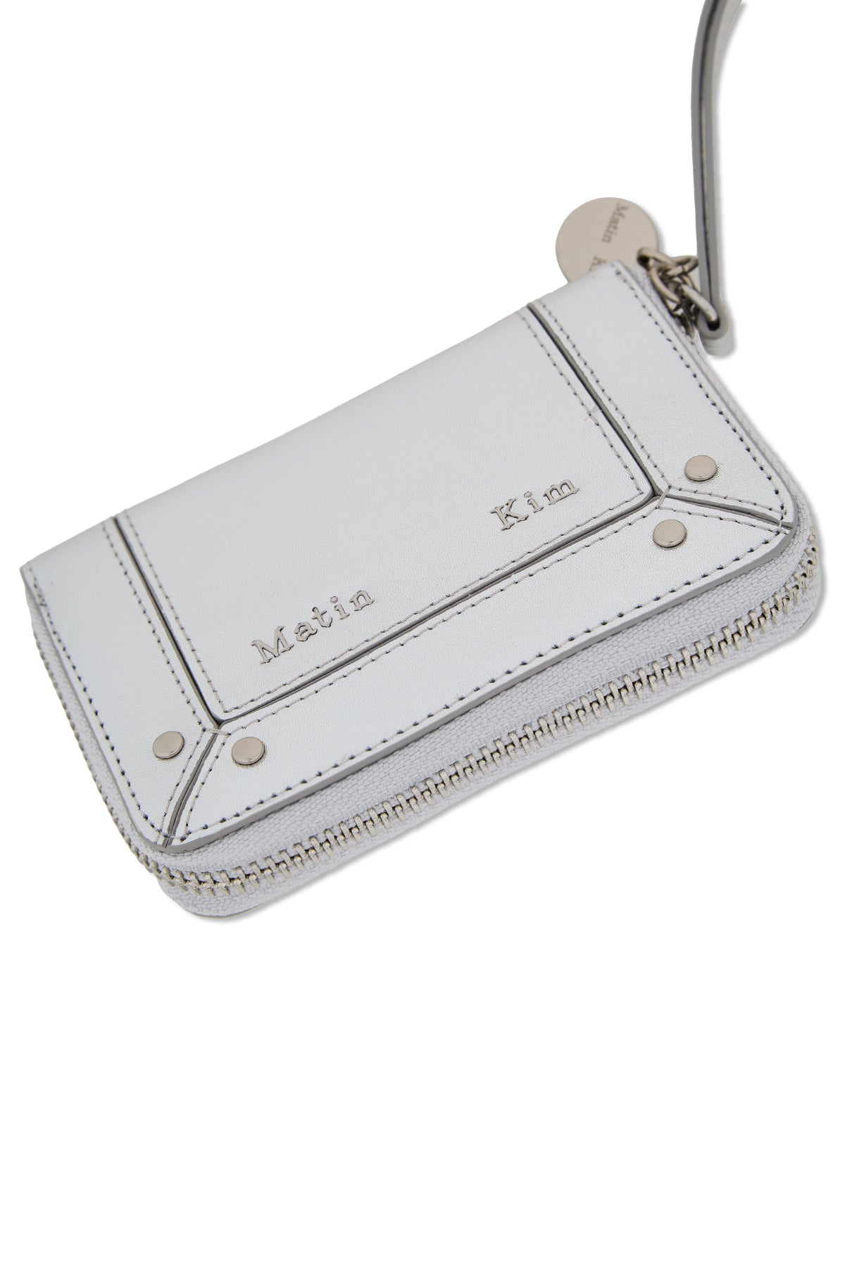 Matinkim Matin Kim Steel Logo Rivet Compact Wallet IN Silver