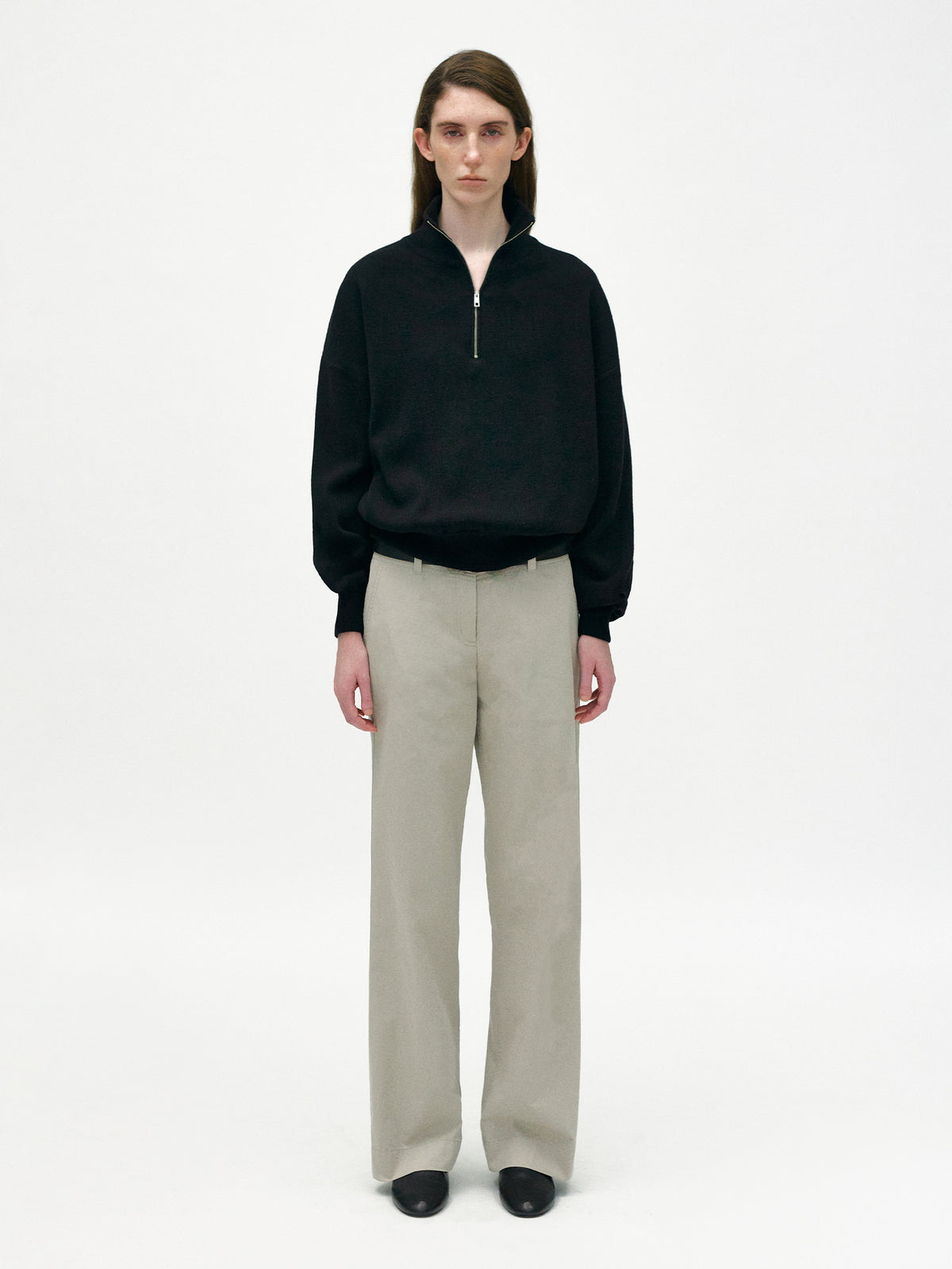 Nothing Written Soft collar half zip-up (Black)