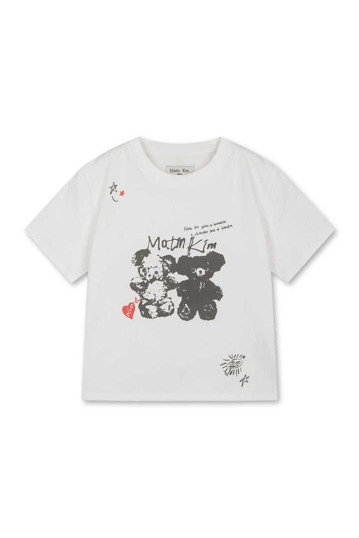 Matinkim Animal Graffiti Graphic Crop Top IN White