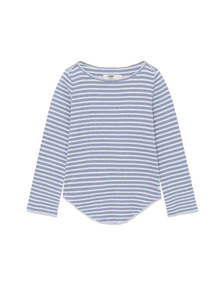 GLOWNY 3/4 Soft Wave Tee (Light Gray Stripe)