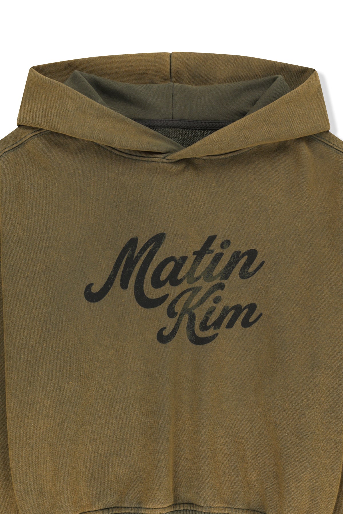 Matinkim Washed Calligraphy Logo Hoody Top IN Khaki