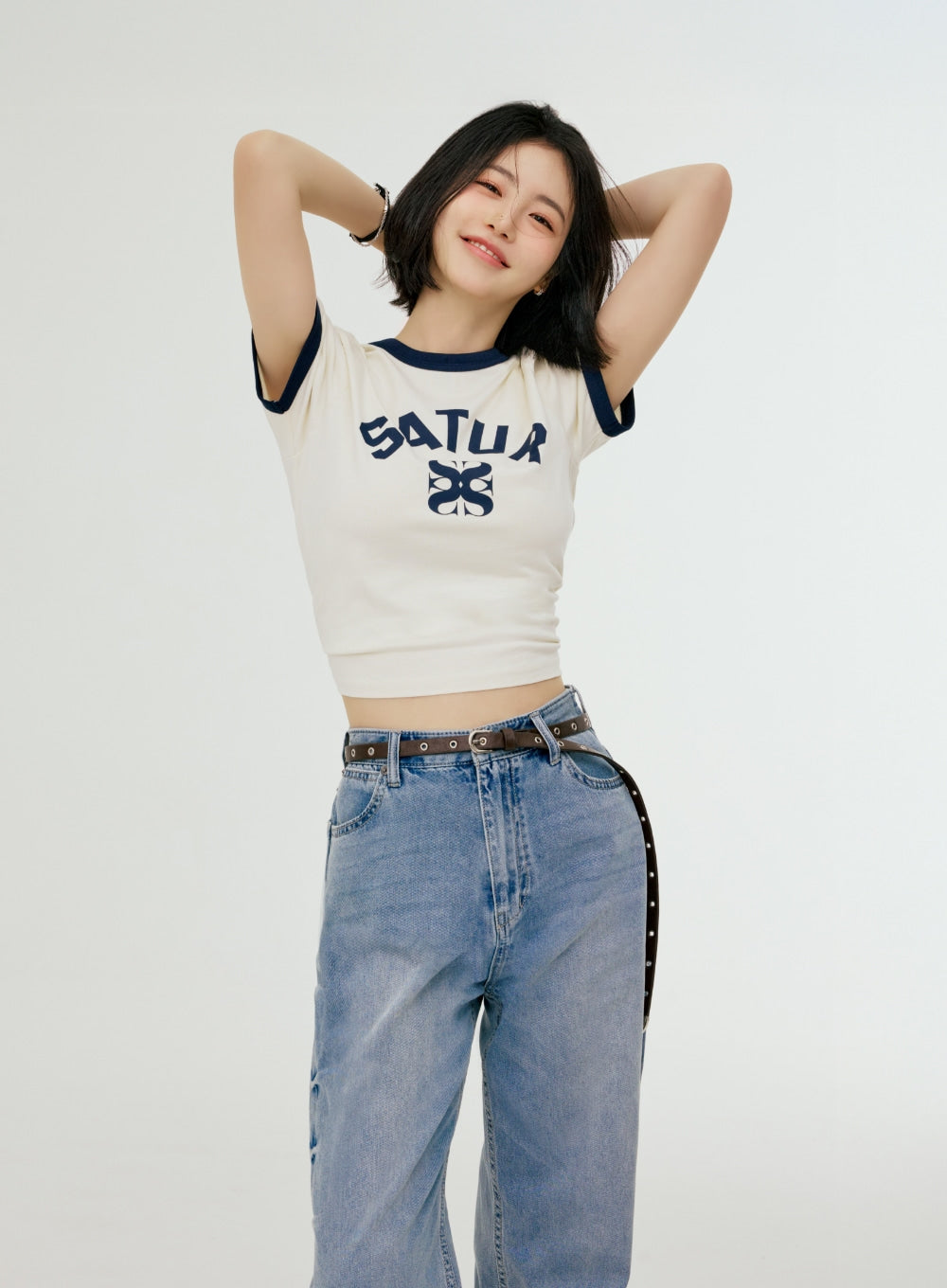 Satur (W) Washed Relaxed Denim Pants - Light Blue